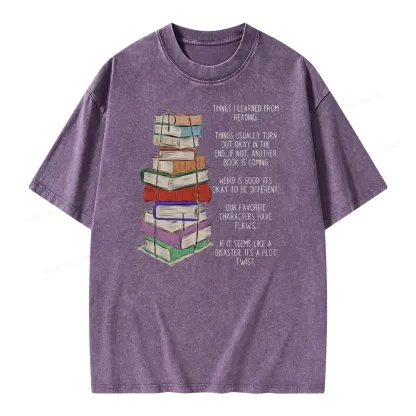 Pagewings Things I Learned From Reading Unisex Washed T-shirt