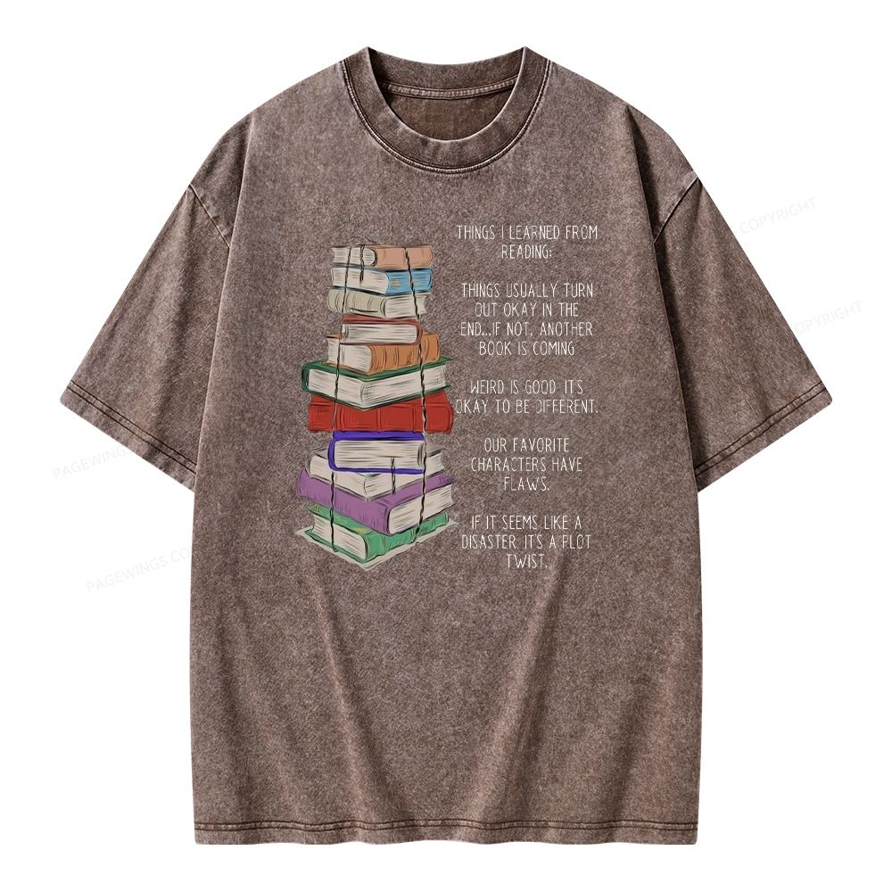 Pagewings Things I Learned From Reading Unisex Washed T-shirt