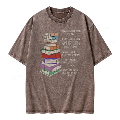 Pagewings Things I Learned From Reading Unisex Washed T-shirt