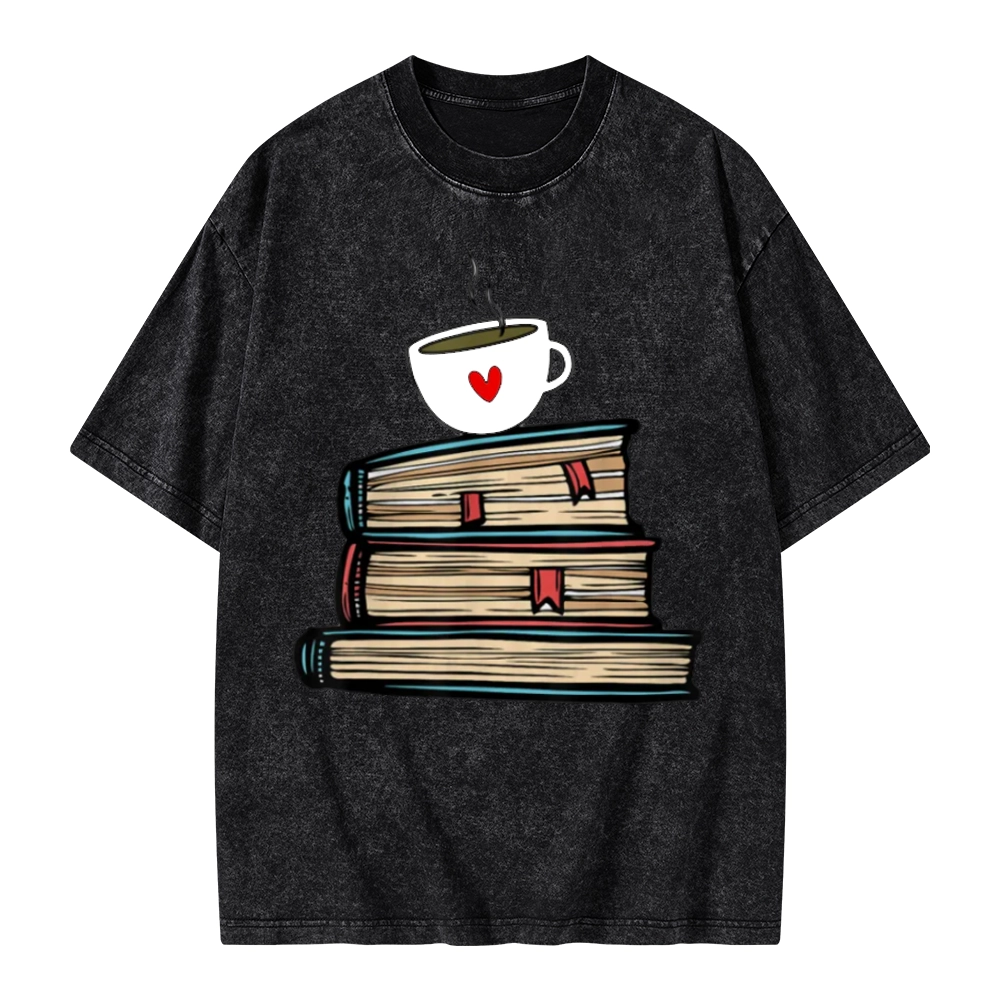 Pagewings Tea Cup Book Lovers Unisex Washed T-shirt