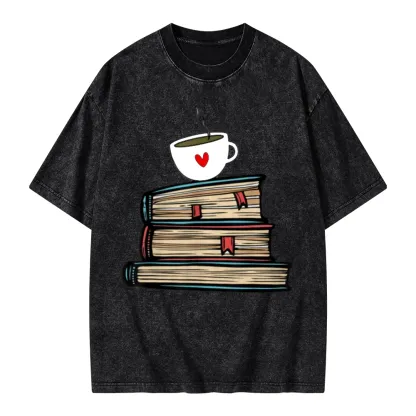 Pagewings Tea Cup Book Lovers Unisex Washed T-shirt