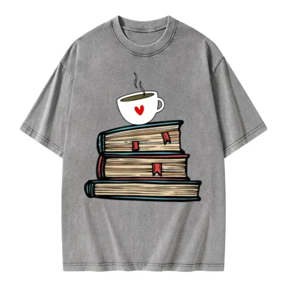Pagewings Tea Cup Book Lovers Unisex Washed T-shirt