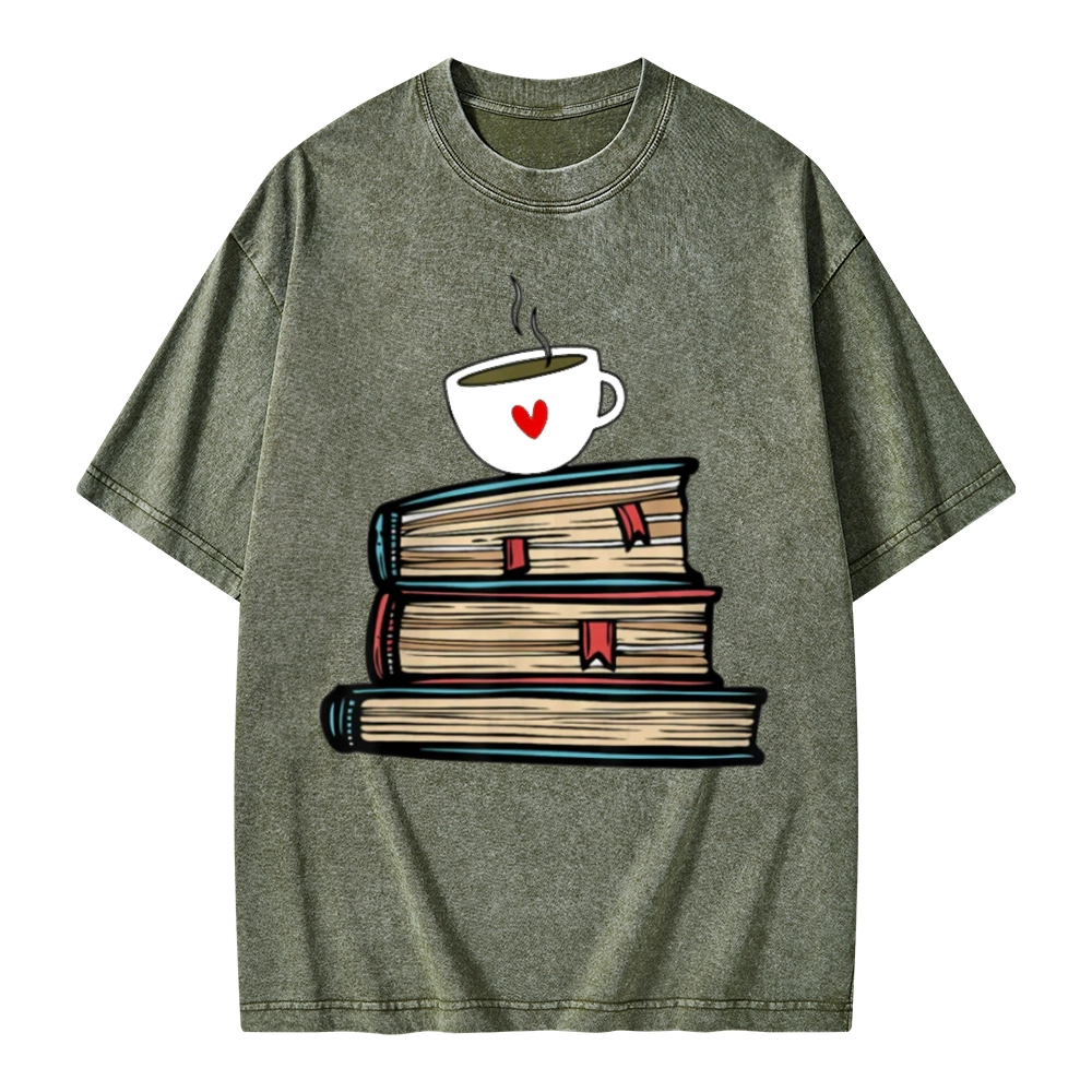 Pagewings Tea Cup Book Lovers Unisex Washed T-shirt