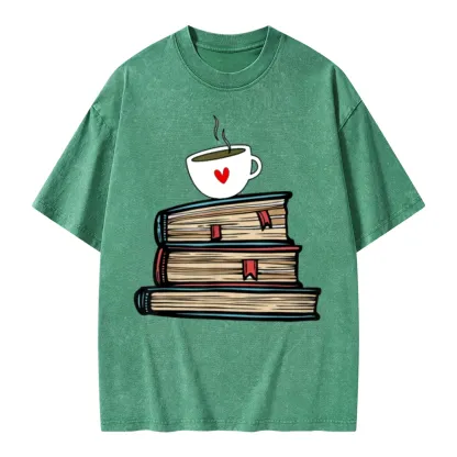 Pagewings Tea Cup Book Lovers Unisex Washed T-shirt