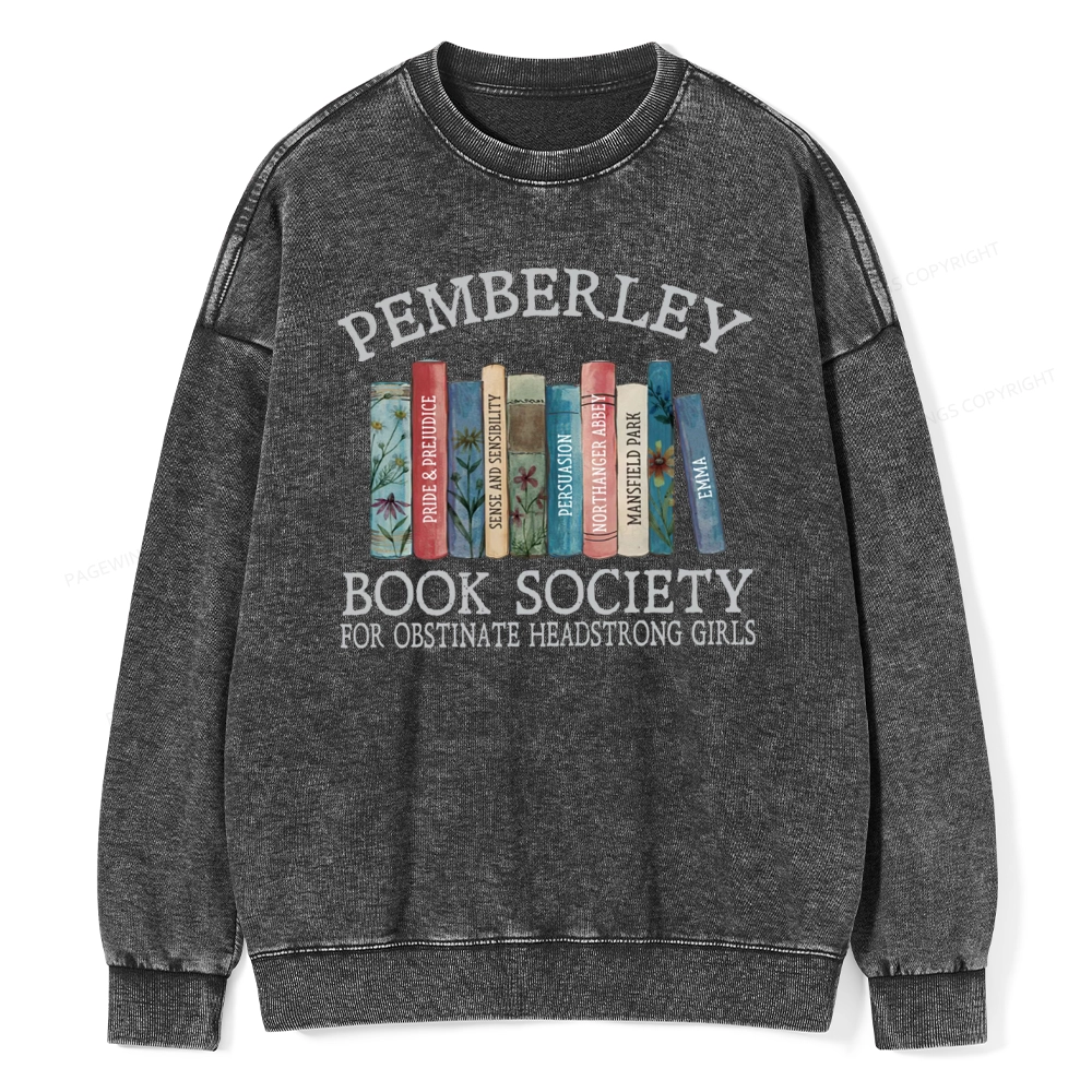 Pagewings Pemberley Book Society Unisex Washed Sweatshirt