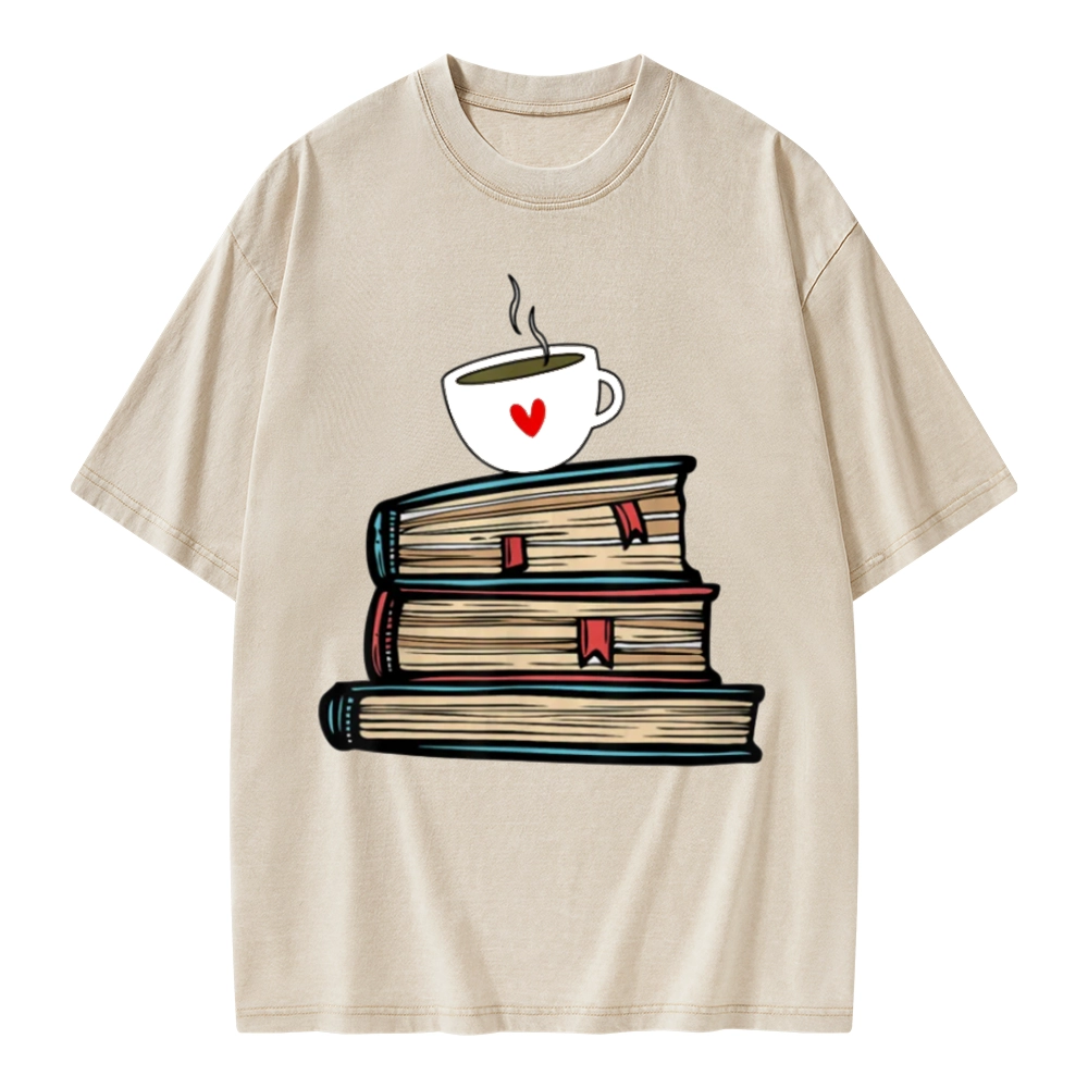 Pagewings Tea Cup Book Lovers Unisex Washed T-shirt