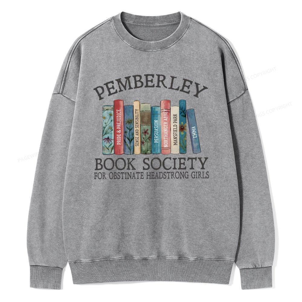 Pagewings Pemberley Book Society Unisex Washed Sweatshirt