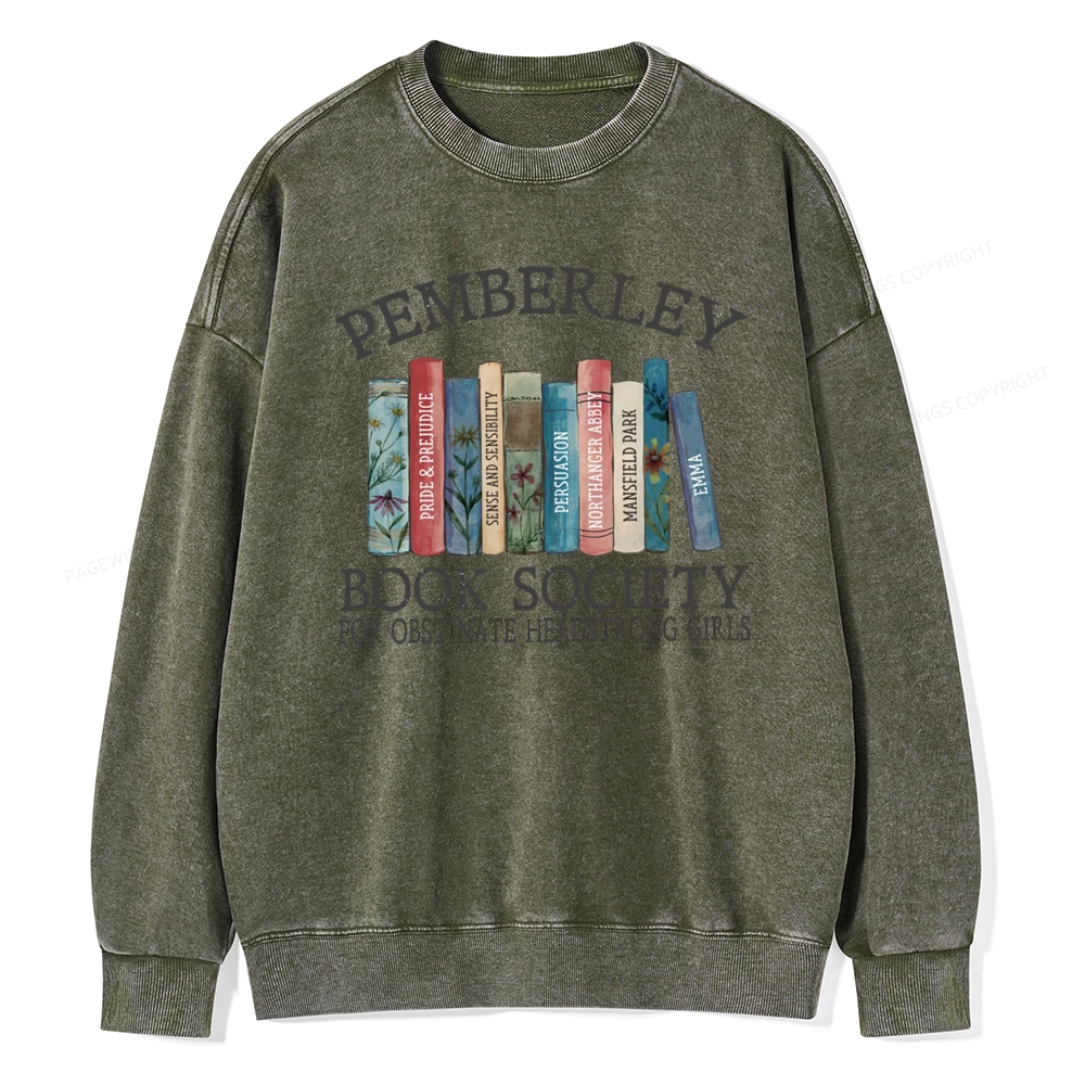 Pagewings Pemberley Book Society Unisex Washed Sweatshirt