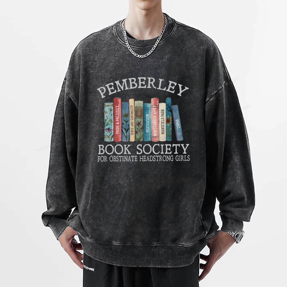 Pagewings Pemberley Book Society Unisex Washed Sweatshirt