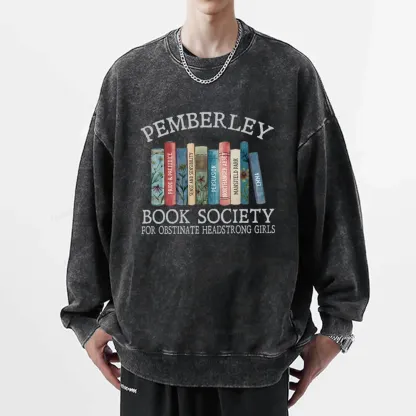 Pagewings Pemberley Book Society Unisex Washed Sweatshirt
