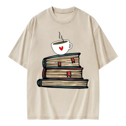 Pagewings Tea Cup Book Lovers Unisex Washed T-shirt