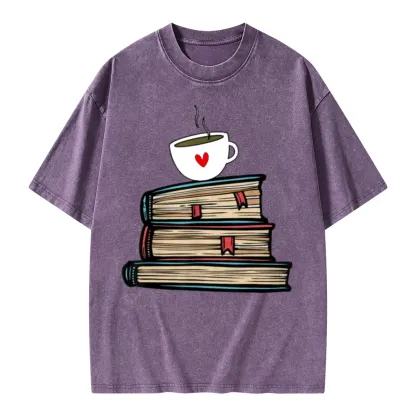 Pagewings Tea Cup Book Lovers Unisex Washed T-shirt