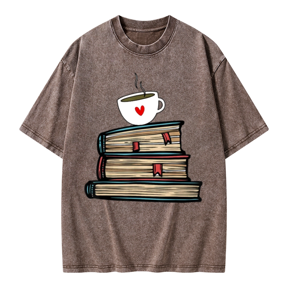 Pagewings Tea Cup Book Lovers Unisex Washed T-shirt