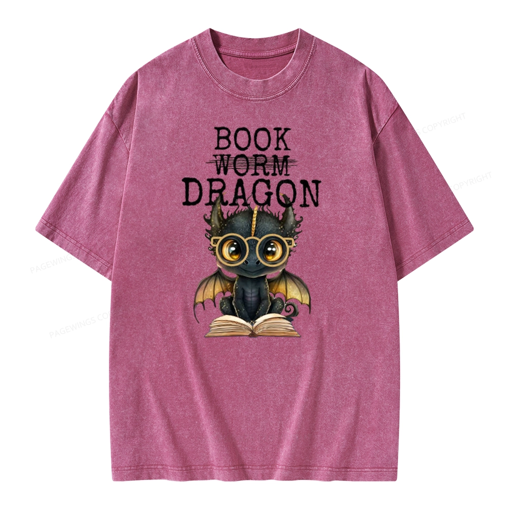 Pagewings Dragon Reading Unisex Washed T-shirt