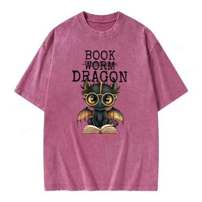 Pagewings Dragon Reading Unisex Washed T-shirt