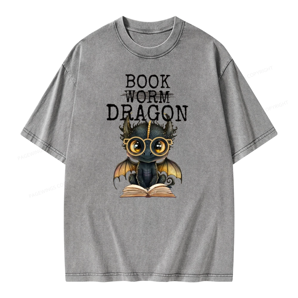 Pagewings Dragon Reading Unisex Washed T-shirt