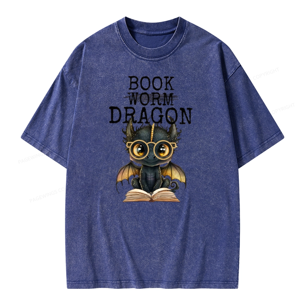 Pagewings Dragon Reading Unisex Washed T-shirt