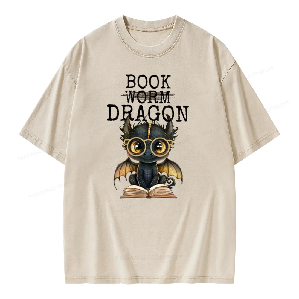 Pagewings Dragon Reading Unisex Washed T-shirt