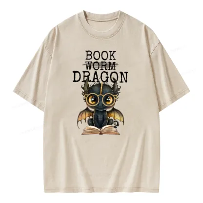 Pagewings Dragon Reading Unisex Washed T-shirt
