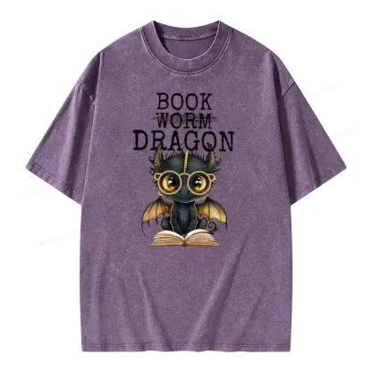 Pagewings Dragon Reading Unisex Washed T-shirt