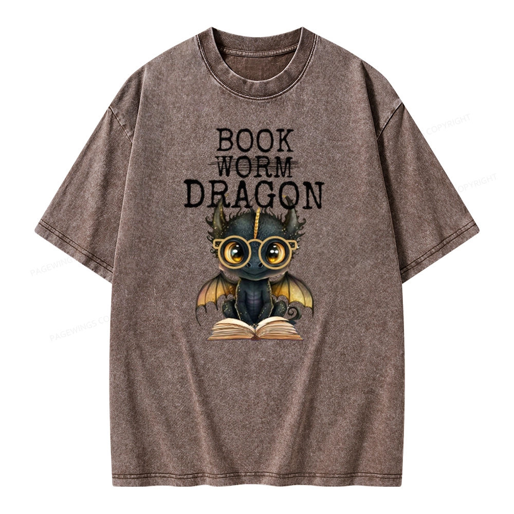 Pagewings Dragon Reading Unisex Washed T-shirt