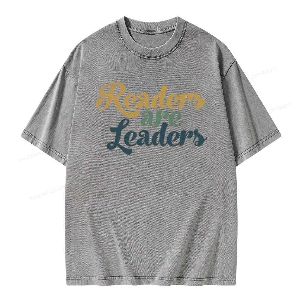 Pagewings Readers Are Leaders Unisex Washed T-shirt