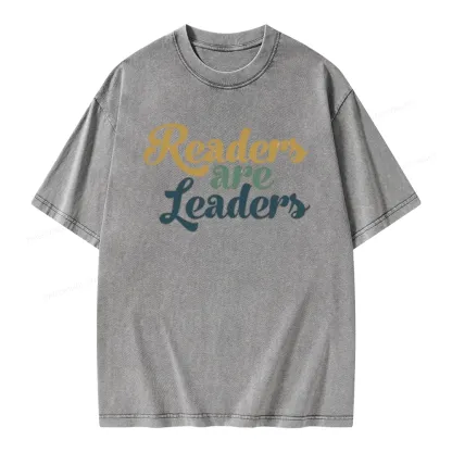 Pagewings Readers Are Leaders Unisex Washed T-shirt