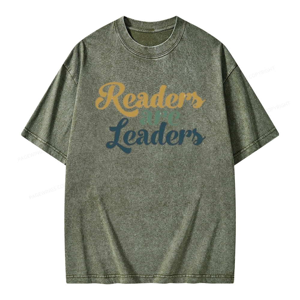 Pagewings Readers Are Leaders Unisex Washed T-shirt