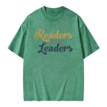 Pagewings Readers Are Leaders Unisex Washed T-shirt