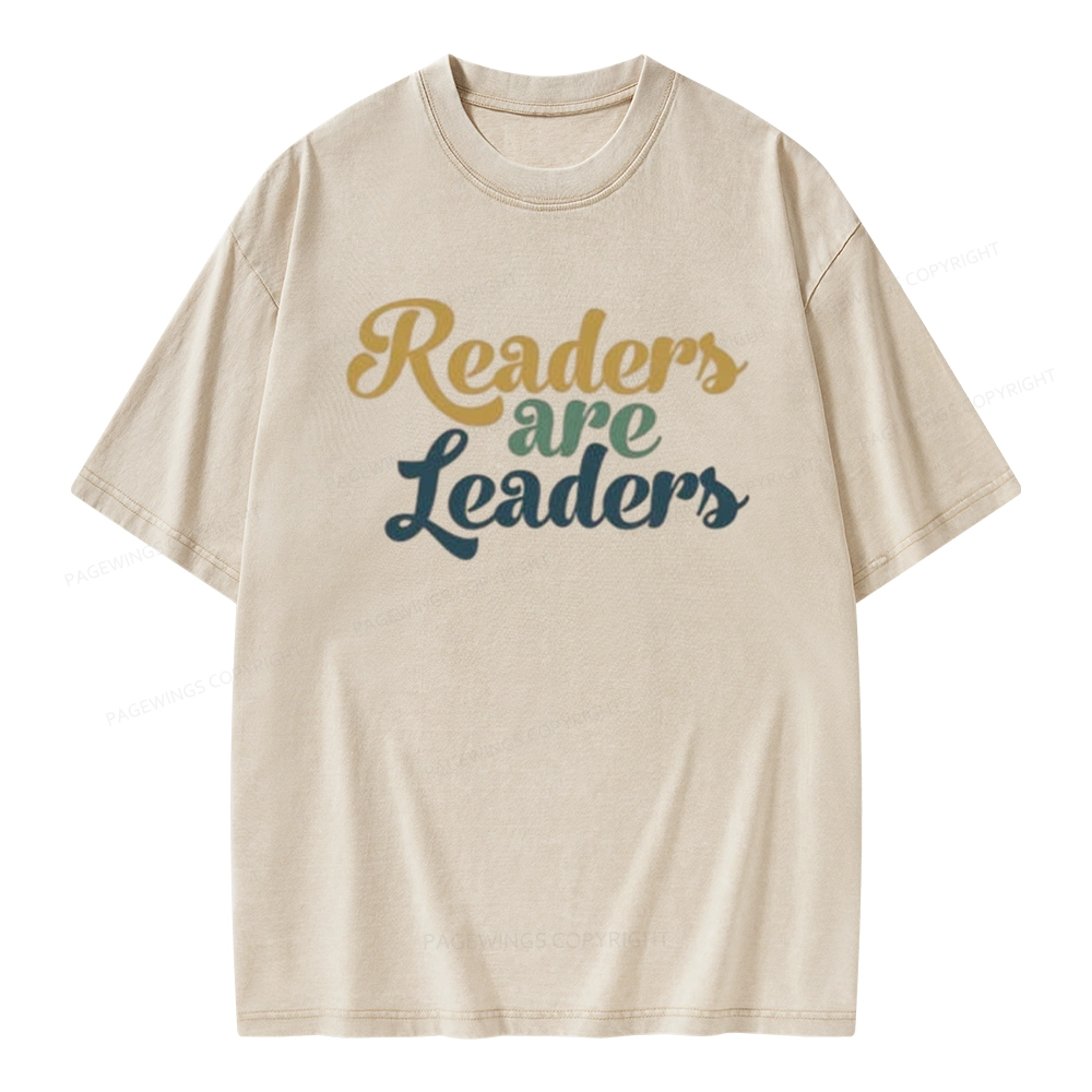Pagewings Readers Are Leaders Unisex Washed T-shirt
