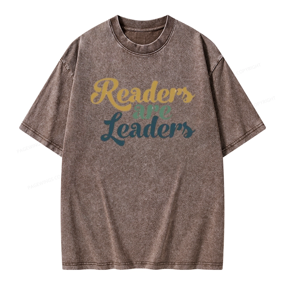 Pagewings Readers Are Leaders Unisex Washed T-shirt