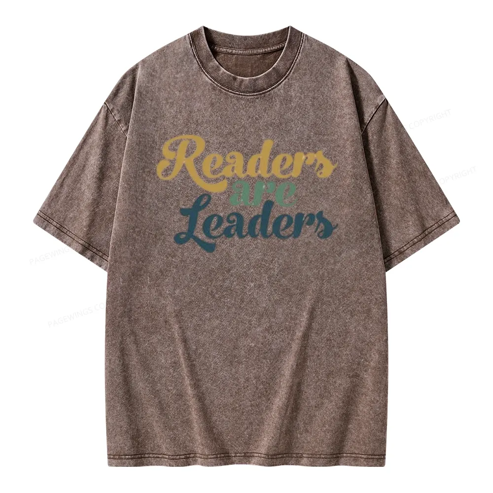 Pagewings Readers Are Leaders Unisex Washed T-shirt