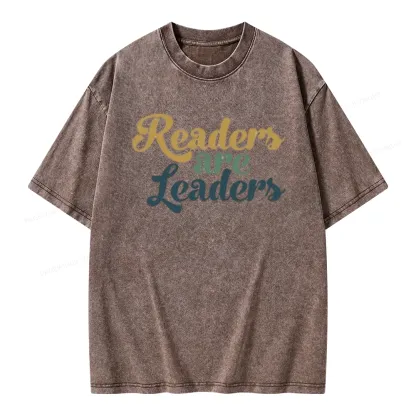 Pagewings Readers Are Leaders Unisex Washed T-shirt