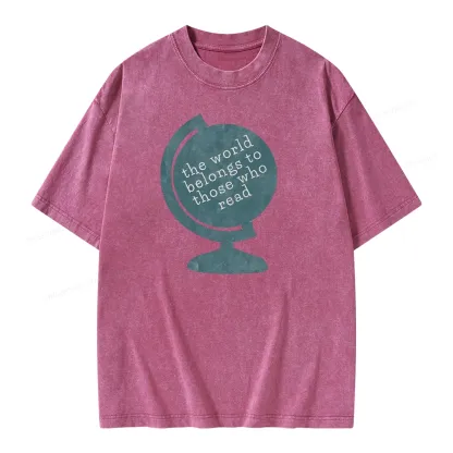 Pagewings The World Belongs To Those Who Read Unisex Washed T-shirt