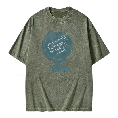 Pagewings The World Belongs To Those Who Read Unisex Washed T-shirt