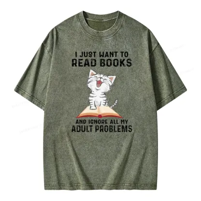 Pagewings I Just Want To Read Books And Ignore All My Adult Problems Unisex Washed T-shirt