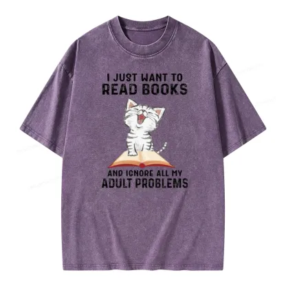 Pagewings I Just Want To Read Books And Ignore All My Adult Problems Unisex Washed T-shirt
