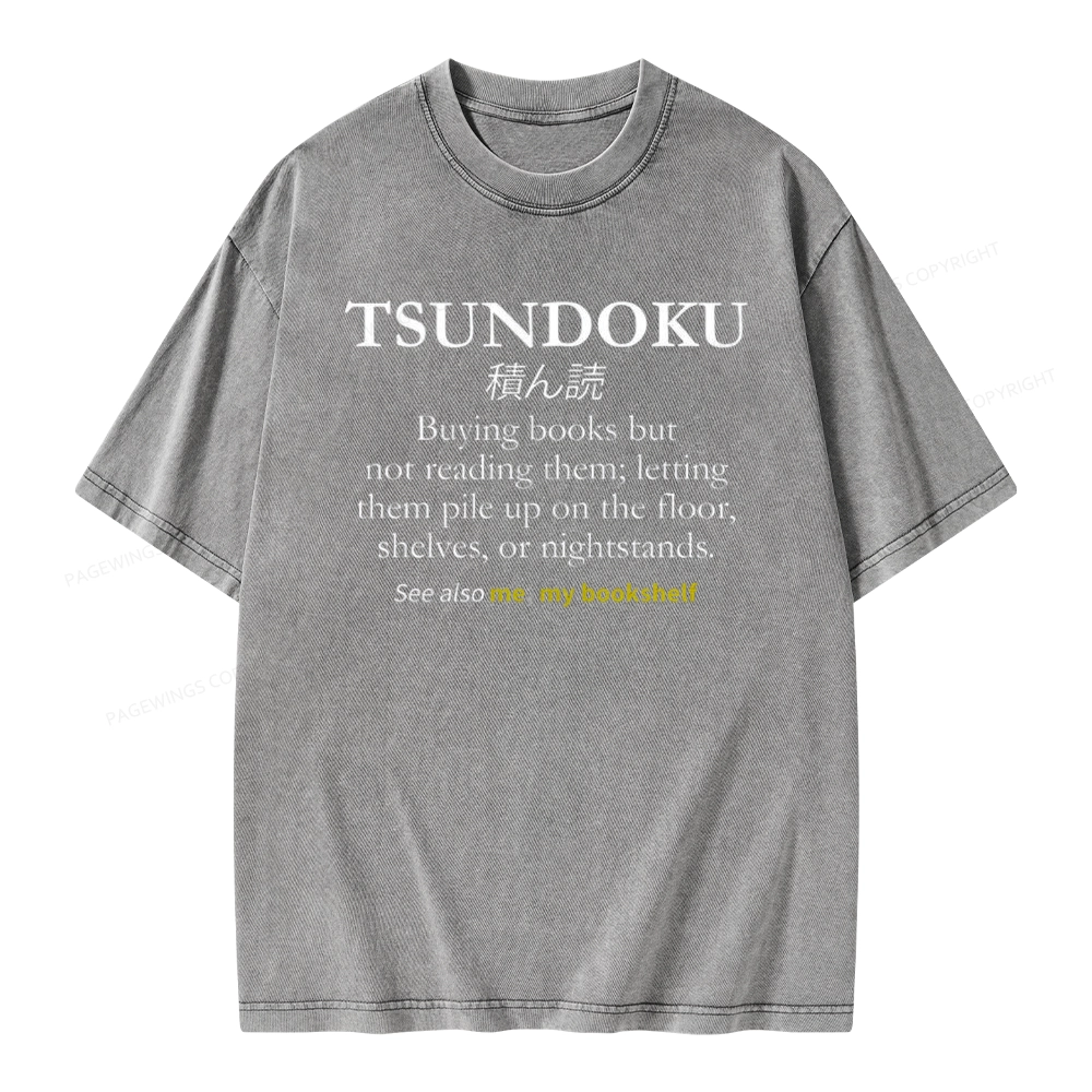 Pagewings Tsundoku Reader Unisex Washed T-shirt