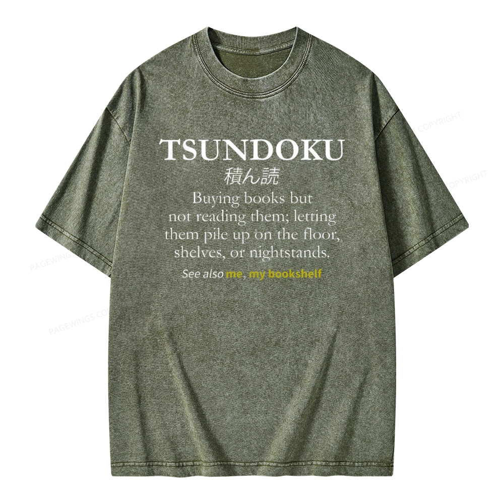 Pagewings Tsundoku Reader Unisex Washed T-shirt