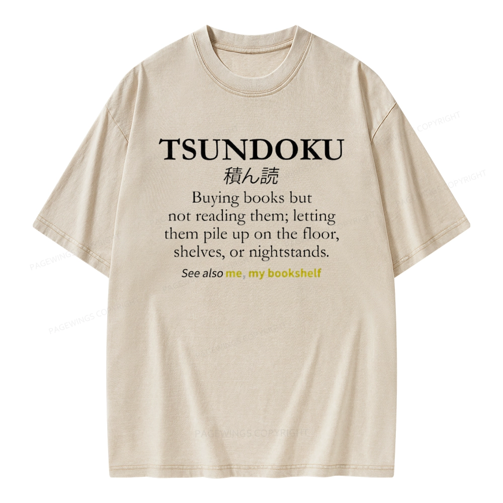 Pagewings Tsundoku Reader Unisex Washed T-shirt