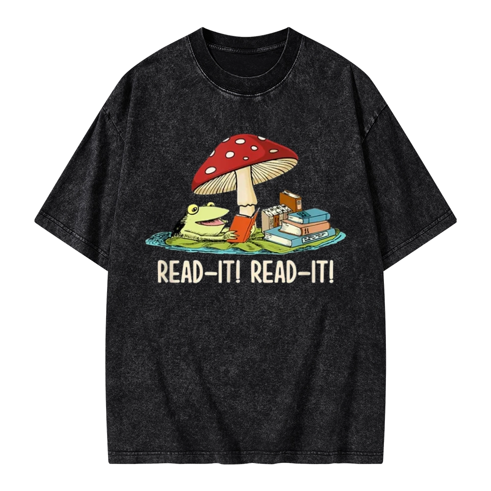 Pagewings Mushroom Read it Book Unisex Washed T-shirt