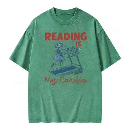 Pagewings Reading is My Cardio Unisex Washed T-shirt