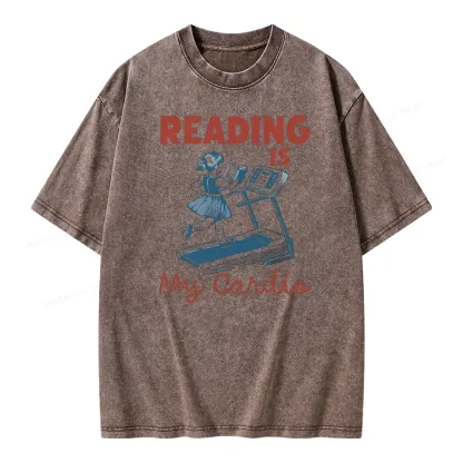 Pagewings Reading is My Cardio Unisex Washed T-shirt