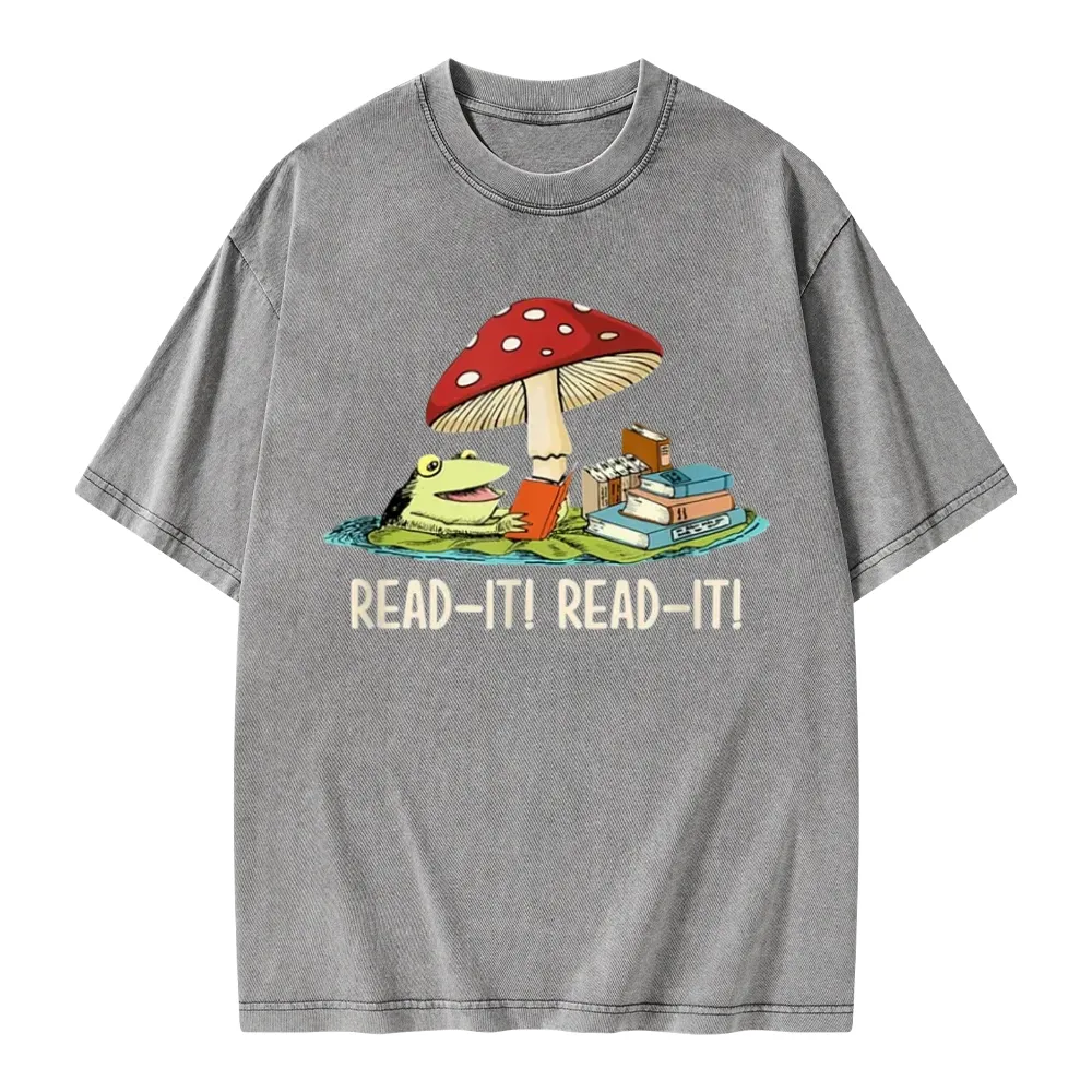 Pagewings Mushroom Read it Book Unisex Washed T-shirt