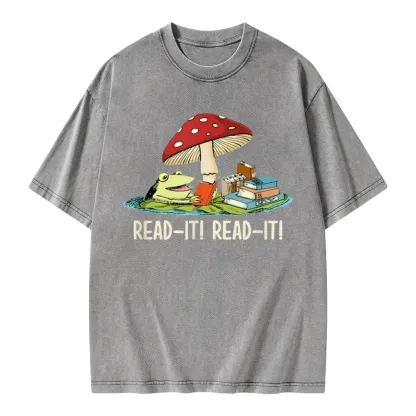 Pagewings Mushroom Read it Book Unisex Washed T-shirt
