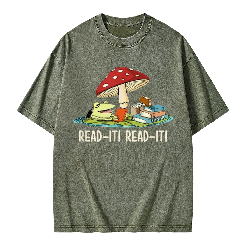 Pagewings Mushroom Read it Book Unisex Washed T-shirt