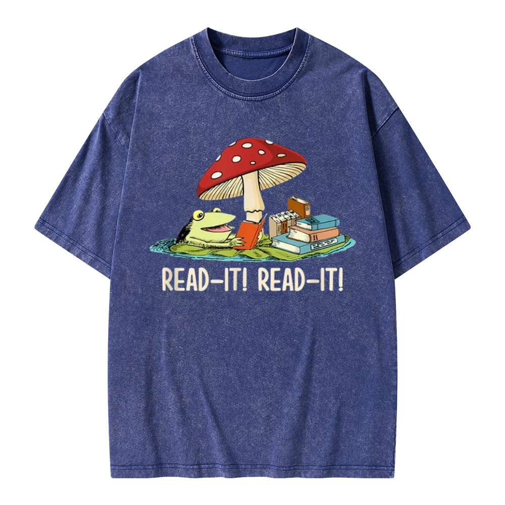 Pagewings Mushroom Read it Book Unisex Washed T-shirt