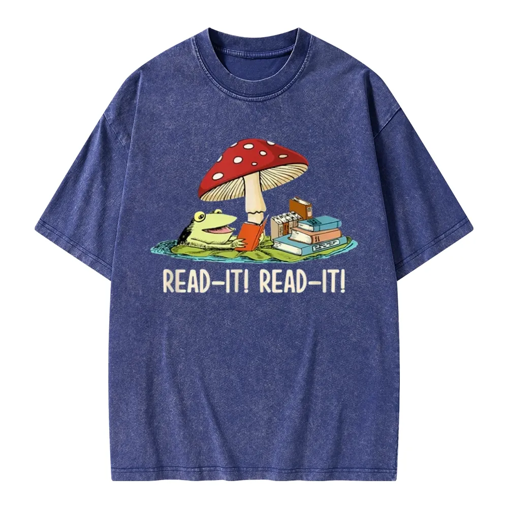 Pagewings Mushroom Read it Book Unisex Washed T-shirt