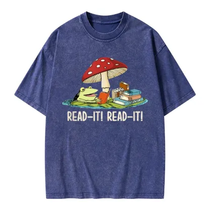 Pagewings Mushroom Read it Book Unisex Washed T-shirt