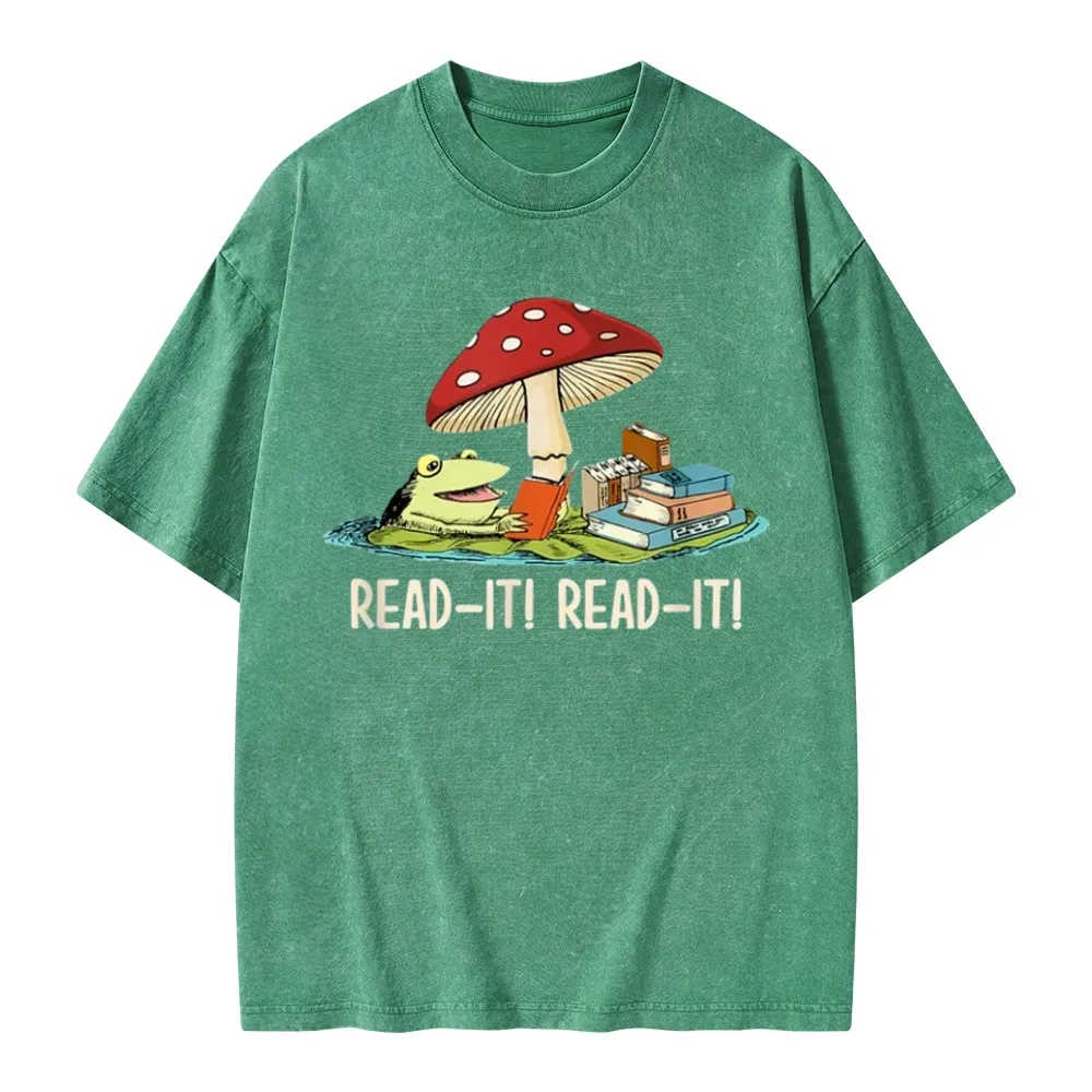 Pagewings Mushroom Read it Book Unisex Washed T-shirt